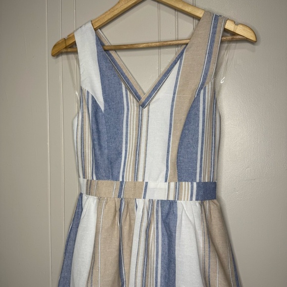 Altar'd State Blue and Tan Striped Mini Dress - Picture 3 of 10